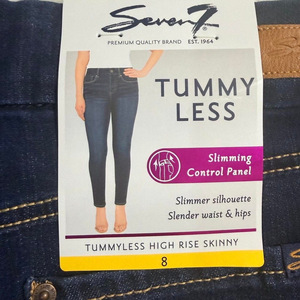 Seven7 Tummyless High Rise Skinny Jeans Dark Wash London Size 8 NWT MY1975DE - Picture 3 of 7